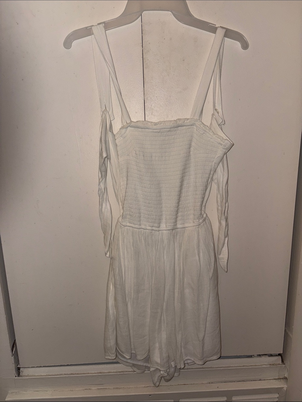 White Smocked Romper - Hollister